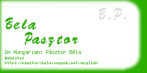 bela pasztor business card